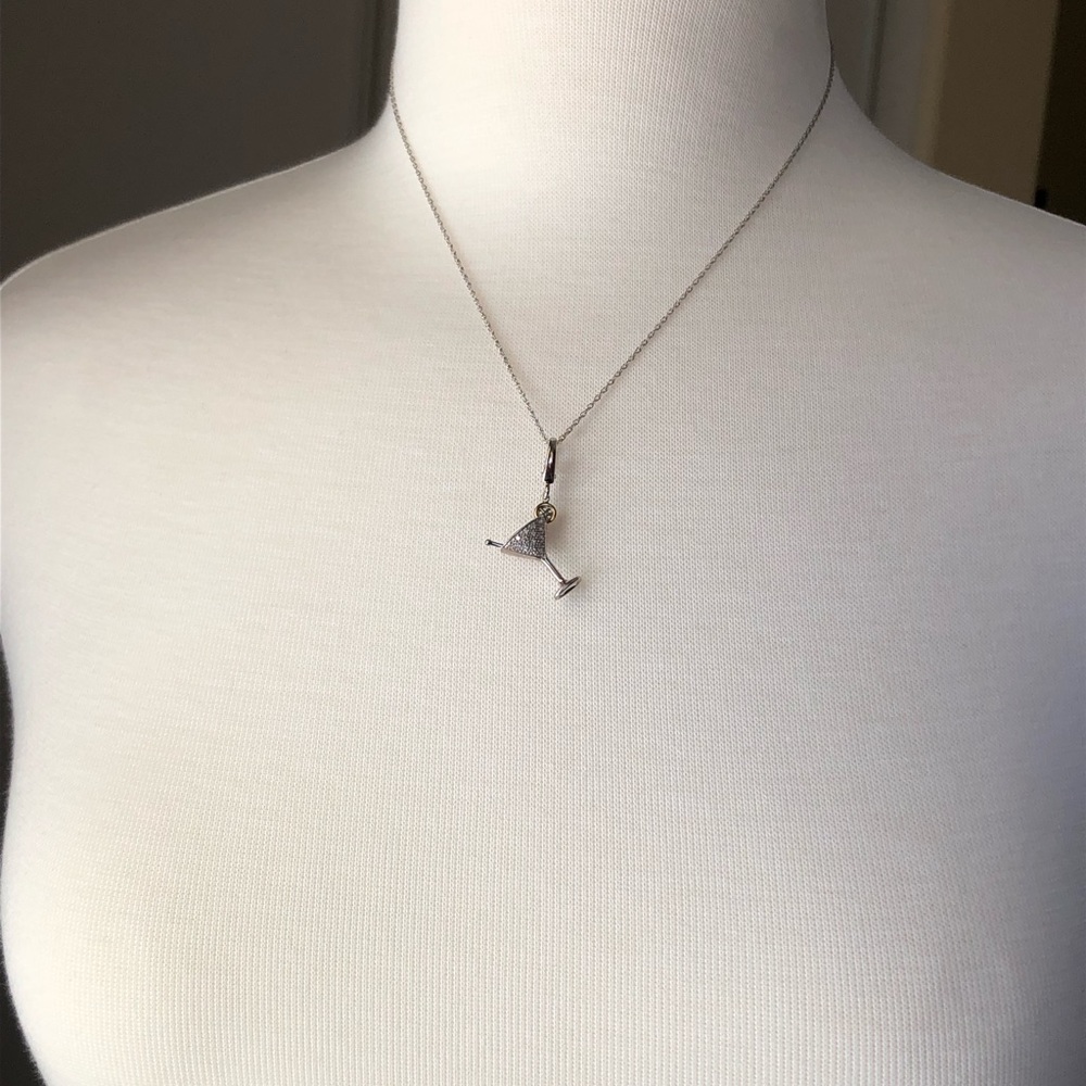 Sterling silver martini glass pendant, NWT.